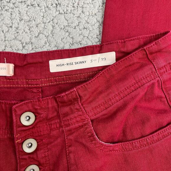 Pilcro and the Letterpress Anthropologie High Rise Skinny Button Fly Pants 29 - Picture 3 of 10